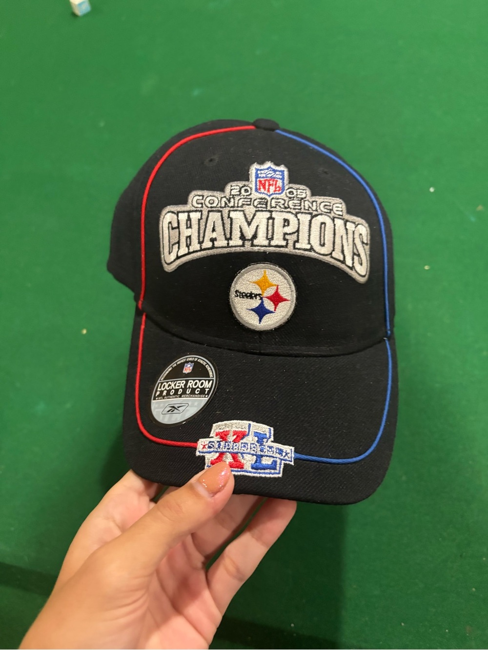 jcpenney Black Steelers Conference Champions Hat with Red and Blue Piping